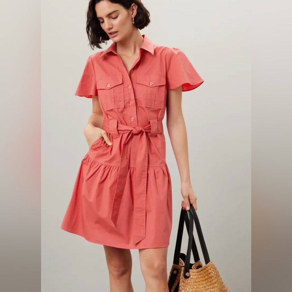 Derek Lam 10 Crosby Flutter Sleeve Shirt Dress